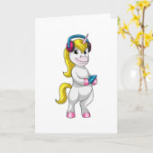 Carte Licorne à Écouter de la musique avec un casque (Fleur jaune)