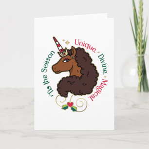 Carte Licorne Afro 'Tis the Season Licorne de vacances