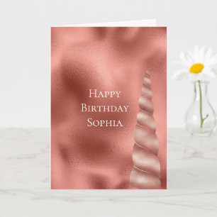 Carte Licorne Anniversaire Rose Gold Glamour