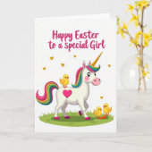 Carte Licorne Arc-en-ciel Printemps (Fleur jaune)