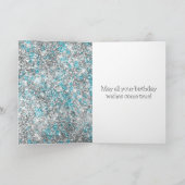 Carte Licorne argentée Aqua Paillettes Étincelles Annive (Intérieur)