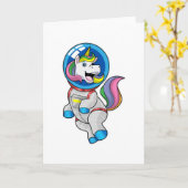 Carte Licorne astronaute dans l'espace (Fleur jaune)