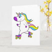 Carte Licorne au patinage en ligne avec des rollers (Fleur jaune)