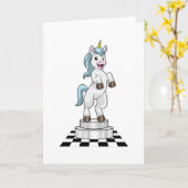 Carte Licorne aux échecs comme cavalier de pièce d'échec (Fleur jaune)