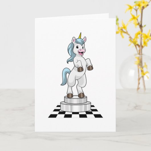 Carte Licorne aux échecs comme pièce de chevalier (Fleur jaune)