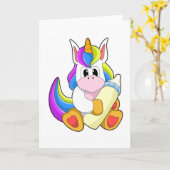 Carte Licorne avec bouteille de lait (Fleur jaune)