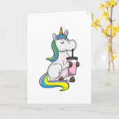 Carte Licorne avec Bubble Tea (Fleur jaune)