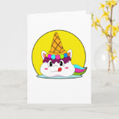 Carte Licorne avec cône de glace (Fleur jaune)