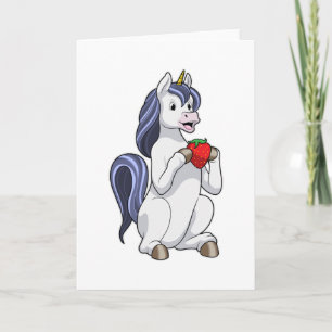 Carte Licorne avec fruit de fraise