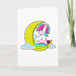 Carte Licorne avec nuages et lune