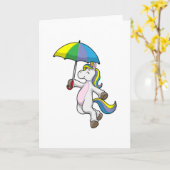 Carte Licorne avec parapluie (Fleur jaune)
