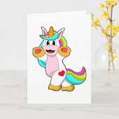 Carte Licorne avec Tatouage du Coeur (Fleur jaune)