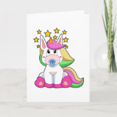Carte Licorne bébé avec tétine (Devant)