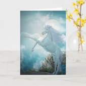 Carte licorne bleue (Fleur jaune)