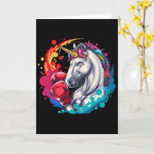 Carte Licorne Boxeuse Avec Gants De Boxe Kickboxing Drôl (Fleur jaune)