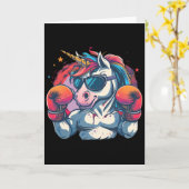 Carte Licorne Boxeuse Avec Gants De Boxe Kickboxing Drôl (Fleur jaune)