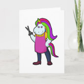 Carte Licorne coiffeuse avec ciseaux (Devant)