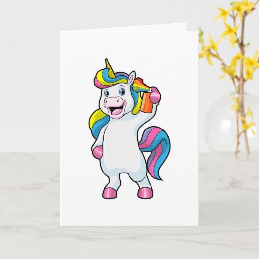 Carte Licorne coiffeuse avec laque (Fleur jaune)