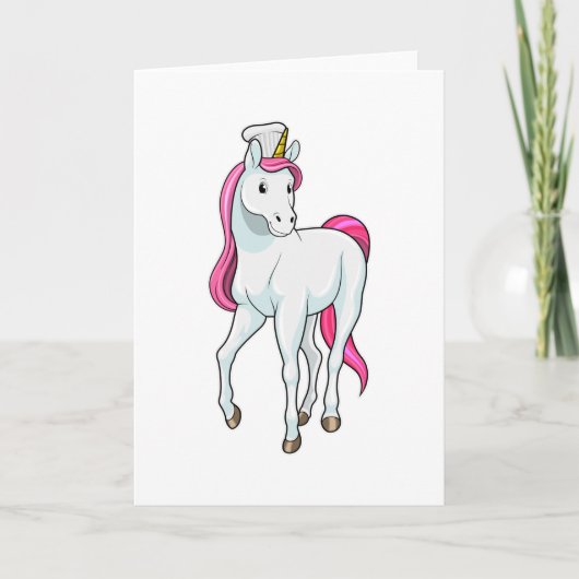 Carte Licorne comme cuisinier avec chapeau de chef (Devant)