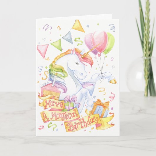 Carte Licorne d'anniversaire (Devant)