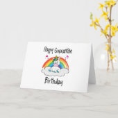 Carte Licorne d'anniversaire de quarantaine arc-en-ciel (Fleur jaune)