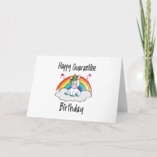 Carte Licorne d'anniversaire de quarantaine arc-en-ciel