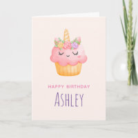 Licorne de gâteau rose mignon pour anniversaire