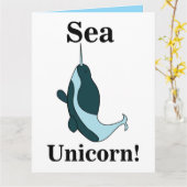 Carte Licorne de mer Narval Drôle (Fleur jaune)
