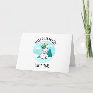 Carte Licorne de Noël de quarantaine joyeuse