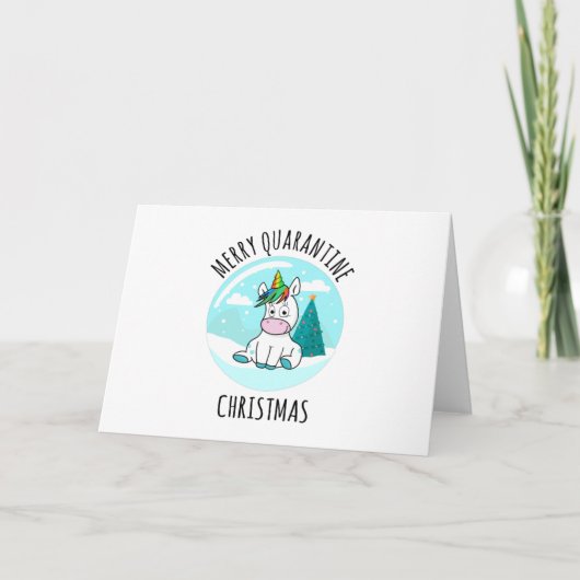Carte Licorne de Noël de quarantaine joyeuse (Devant)
