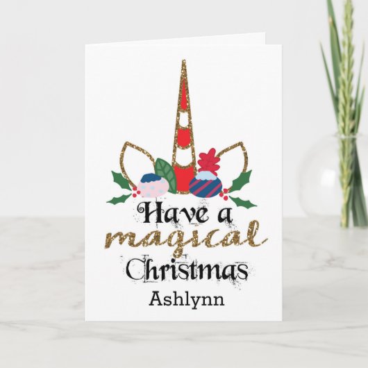 Carte Licorne de Noël Magique (Devant)