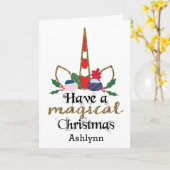 Carte Licorne de Noël Magique (Fleur jaune)