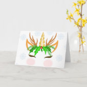 Carte Licorne de Noël visage (Fleur jaune)