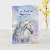 Carte Licorne de rêve or pourpre pailletée d'or (Fleur jaune)