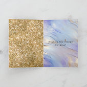 Carte Licorne de rêve or violet paillettes dorées (Intérieur)