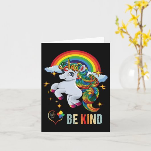 Carte Licorne de sensibilisation à l'autisme Soyez genti (Fleur jaune)