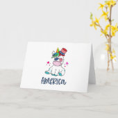 Carte Licorne du 4 juillet avec lunettes de soleil drape (Fleur jaune)