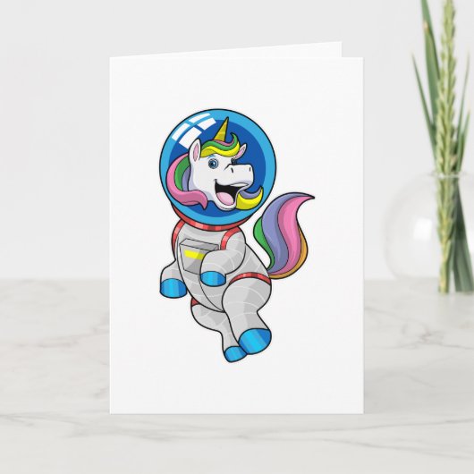 Carte Licorne en astronaute dans l'espace (Devant)