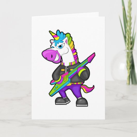 Carte Licorne en musicien avec guitare (Devant)