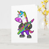 Carte Licorne en musicien avec guitare (Fleur jaune)