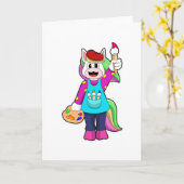 Carte Licorne en tant que peintre (Fleur jaune)