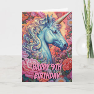 Carte Licorne Magique Anniversaire 9 Ans Plié