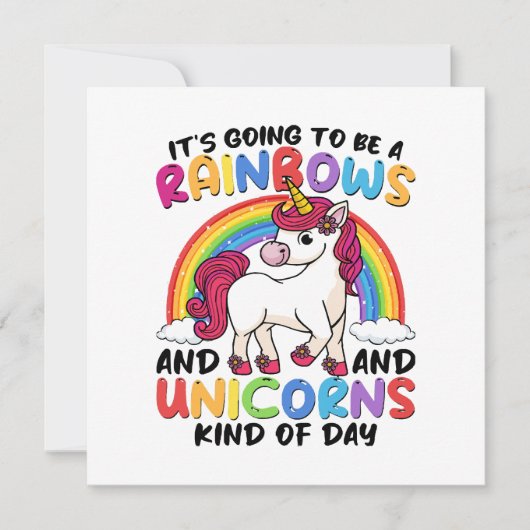 Carte Licorne Mignonne Arc-en-ciel Drôle (Devant)
