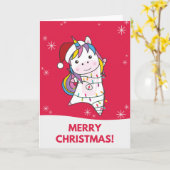 Carte Licorne Noël Neige Animaux d'hiver Licornes Voitur (Fleur jaune)