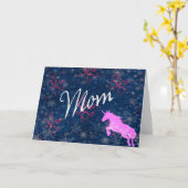 Carte Licorne Rose pour Maman (Fleur jaune)