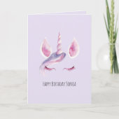 Carte Licorne Rose Violet Anniversaire (Devant)