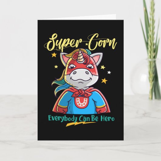 Carte Licorne super-héros cool (Devant)
