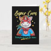 Carte Licorne super-héros cool (Fleur jaune)