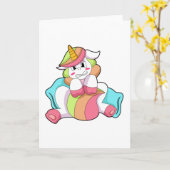 Carte Licorne timide avec oreiller (Fleur jaune)