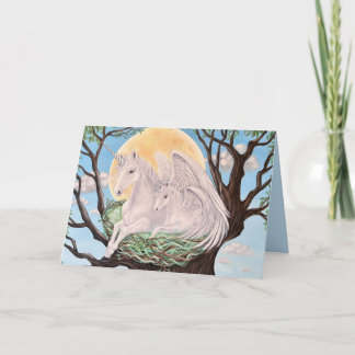 Carte Licornes volantes maman et bébé, Art Fantaisiste